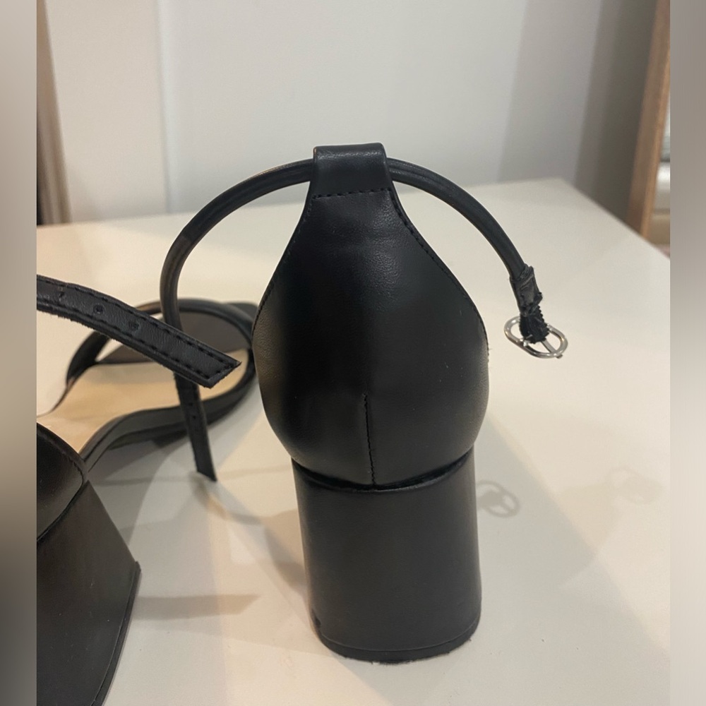 Nine West Square Toe Open Toe Size 8.5 Black Bloc… - image 2